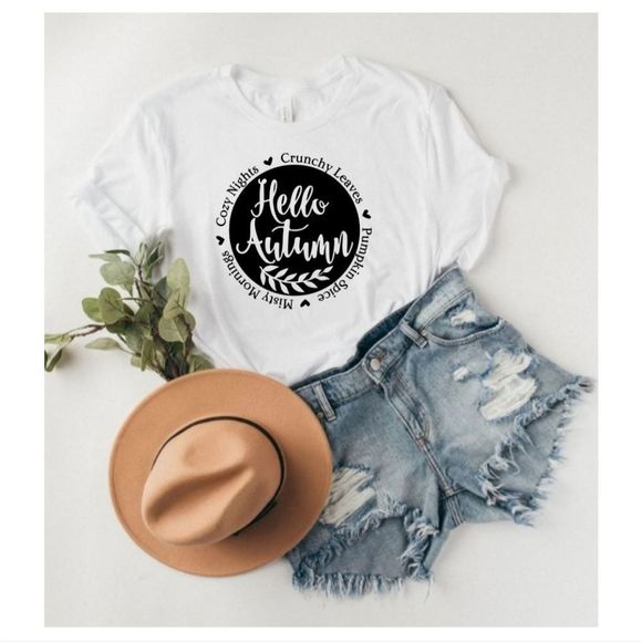 Cute Fall Short Sleeve T-Shirt  |  Autumn Crewneck Tee Tshirt - Picture 4 of 5